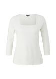 Shirt met lange mouwen en U-hals van het merk Comma in de kleur wit.