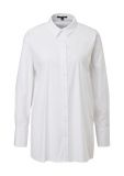 Lange poplin blouse van het merk Comma met blousekraag, lange mouwen en knoopsluiting in de kleur wit.