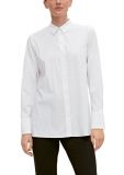 Lange poplin blouse van het merk Comma met blousekraag, lange mouwen en knoopsluiting in de kleur wit.