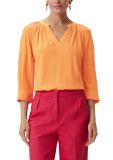 Oranje blouse van het merk Comma met v-hals en driekwart mouwen.