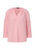 Crepe blouse van het merk Comma met v-hals en driekwart mouwen in de kleur roze.
