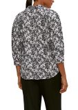 Viscose crepe blouse met print, blousekraag met V-hals en driekwart mouwen in de kleur zwart.