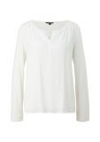 Jersey shirt van het merk Comma met lange mouwen en wijde ronde hals met V-Insnede in de kleur wit.