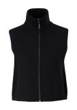 Mouwloos vest van het merk Comma met hoge hals en ritssluiting, uitgevoerd in de kleur zwart.