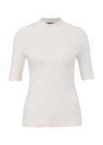Fijnbrei trui met opstaand halsje en korte mouwen van het merk Comma in de kleur off white.
