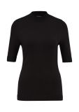 Fijnbrei trui met opstaand halsje en korte mouwen van het merk Comma in de kleur zwart.