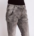 Grijze denim broek met 5-pockets, knoopsluiting en regular fit van het merk Zhrill.