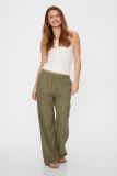 FQLava wijde broek met elastieken tailleband van het merk Freequent in de kleur deep lichen green.