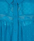 Plumetis blouse met tape en lange mouwen van het merk Esqualo in de kleur petrol.
