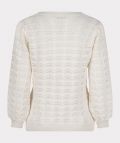 Ajour gebreide trui met ronde hals en lange mouwen van het merk Esqualo in de kleur off white.