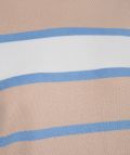 Gestreepte fijnbrei trui van het merk Esqualo met ronde hals en driekwart mouwen in de kleur zand.
