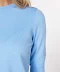 Fijnbrei top van het merk Esqualo met ronde hals en halflange mouwen in de kleur blauw.