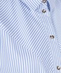 Gestreept blousje met korte pofmouwen, kraag en knoopsluiting van het merk Esqualo in de kleur off white/blauw.