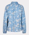 Blouse met bloemenprint van het merk Esqualo met gesmockte details, lange mouwen, blousekraag en knoopsluiting in de kleur blauw.