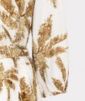 Esqualo jurk met v-hals, lange mouwen en een palm print in de kleur off white.