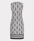 Esqualo jurk zonder mouwen met print, en v-hals in de kleur wit/zwart.