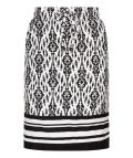Esqualo rok met ikat print en tailleband met tunnel en strikkoord in de kleur wit/zwart.