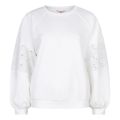 Sweater van het merk Esqualo met lange mouwen met broderie details in de kleur off white.