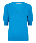 Pullover met v-hals en korte pofmouwen van het merk ESqualo in de kleur blauw.