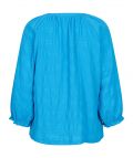 Blouse met losse pasvorm, v-hals en griekwart mouwen van het merk Esqualo in de kleur blauw.