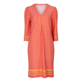 Midi jurk met V-hals en driekwart mouwen van het merk Esqualo met bayside print in de kleur oranje.