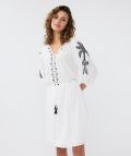 HS24.14233 Jurk met Geborduurde Details - Off White