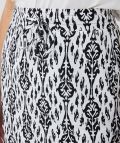 HS24.30236 Midi Rok met Ikat Print - Wit/Zwart