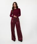 F24.07503 Pullover met Rib V-Design - Wine Red