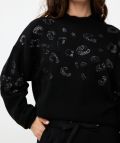 F24.27500 Pullover Animal Sequins - Zwart