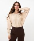 F24.31505 Sweater Batwing met Lurex - Light Sand