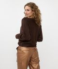 F24.31505 Sweater Batwing met Lurex - Chocolate