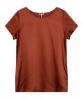 T-Shirt met satin voorkant, ronde hals en korte mouw in de kleur copper brown.