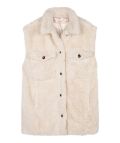 Teddy bodywarmer met  knoopsluiting en twee borstzakken in de kleur off white.