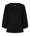 Sweater van het merk Esqualo met ronde hals en gedraaide mouw met 3/4 lengte in de kleur zwart.