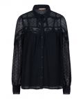Plumetis blouse met tape en lange mouwen van het merk Esqualo in de kleur zwart.