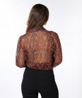 Semi transparante blouse met all-over print, lange mouwen, puntkraag en knoopsluiting van het merk Esqualo in multi color.