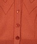 Lurex vestje van het merk Esqualo met V-hals, knoopsluiting en geshulpte boorden in de kleur rust.