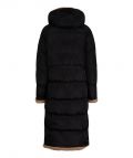 Lange doorgestikte reversible jas met ritssluiting en vaste capuchon van het merk Esqualo in de kleur zwart.