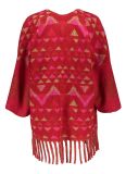 Boho poncho rood franjes geisha