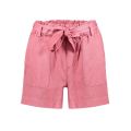 Paperback shorts met opgestikte zakken, elastieken tailleband en strikceintuur in de kleur roze.