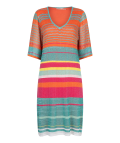 Gebreid jurkje met streepmotief, v-hals, glittertje en korte wijde mouwen van het merk Esqualo in multi colors.