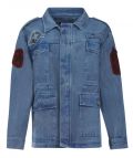 Jacket met rechte fit, zakken, knoopsluiting en diverse applicaties in de kleur