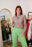 Travelblouse met all over ornament print, lange mouwen en borstzakje van het merk Studio Anneloes in de kleur pink/light green.