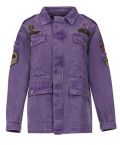 Jacket met rechte fit, zakken, knoopsluiting en diverse applicaties in de kleur paars.