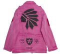 Jacket met rechte fit, zakken, knoopsluiting en diverse applicaties in de kleur roze.