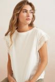 01-709171-405 Mouwloze Top met Kanten Details - Off White