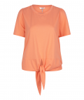 T-Shirt van het merk Esqualo met knoopsdetail, korte mouwen en ronde hals in de kleur perzik.
