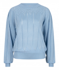 Gebreide ajour trui met ronde hals en lange mouwen van het merk Esqualo in de kleur blauw.