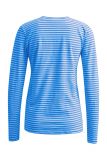 Blauw T-shirt met ronde hals, lange mouwen en gestreept patroon van het merk Milano.