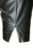 Leatherlook broek met elastieken tailleband in de kleur zwart.